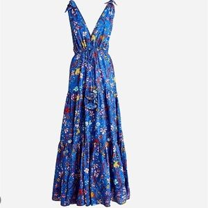 Dauphinette X J.Crew tie-shoulder maxi cover-up dress in cornucopia floral